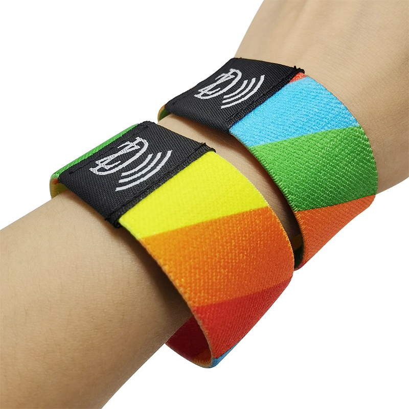 Customized LOGO Cashless Payment Woven Elastic Wristband