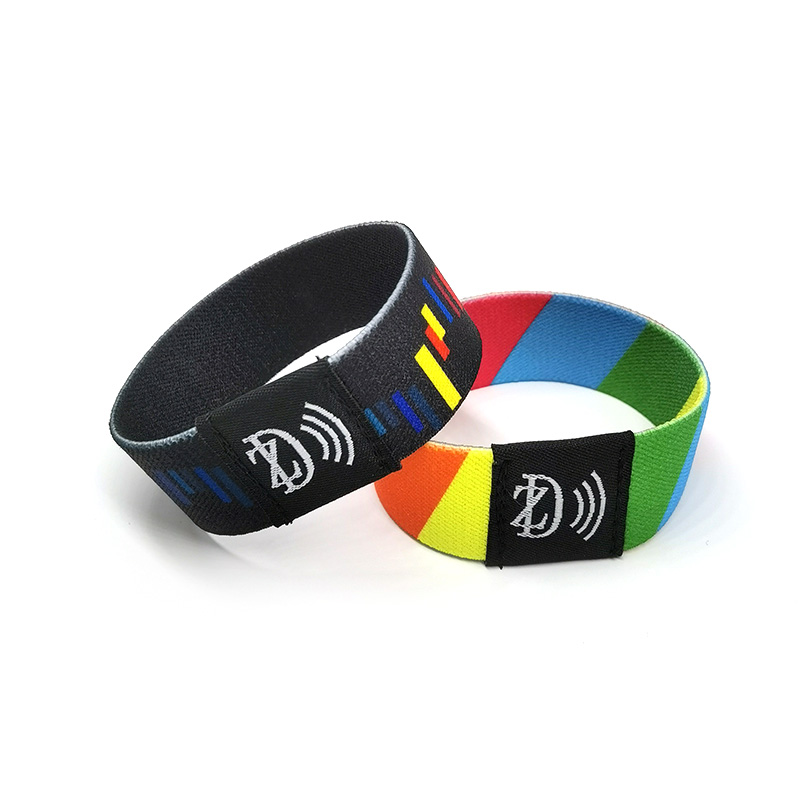 Customized LOGO Cashless Payment Woven Elastic Wristband