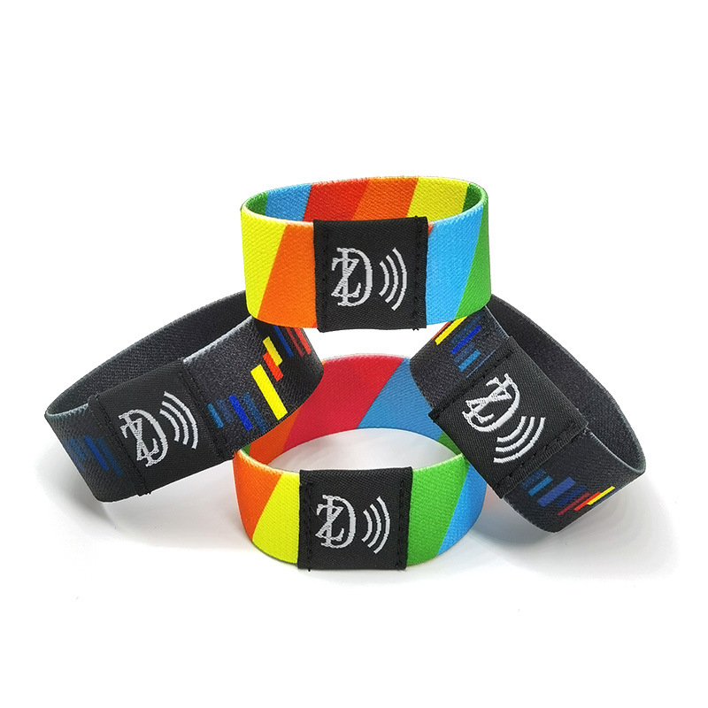 Customized LOGO Cashless Payment Woven Elastic Wristband