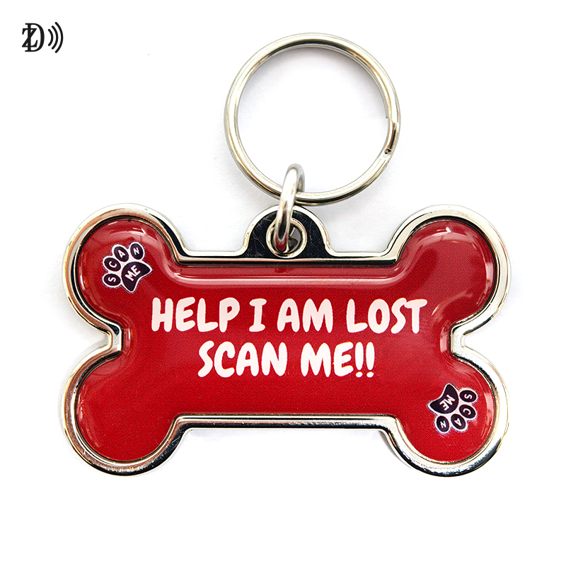 Bone Metal-Edge Epoxy Pet  id Tag