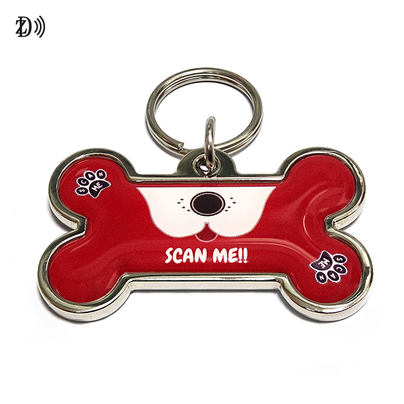 Bone Metal-Edge Epoxy Pet  id Tag