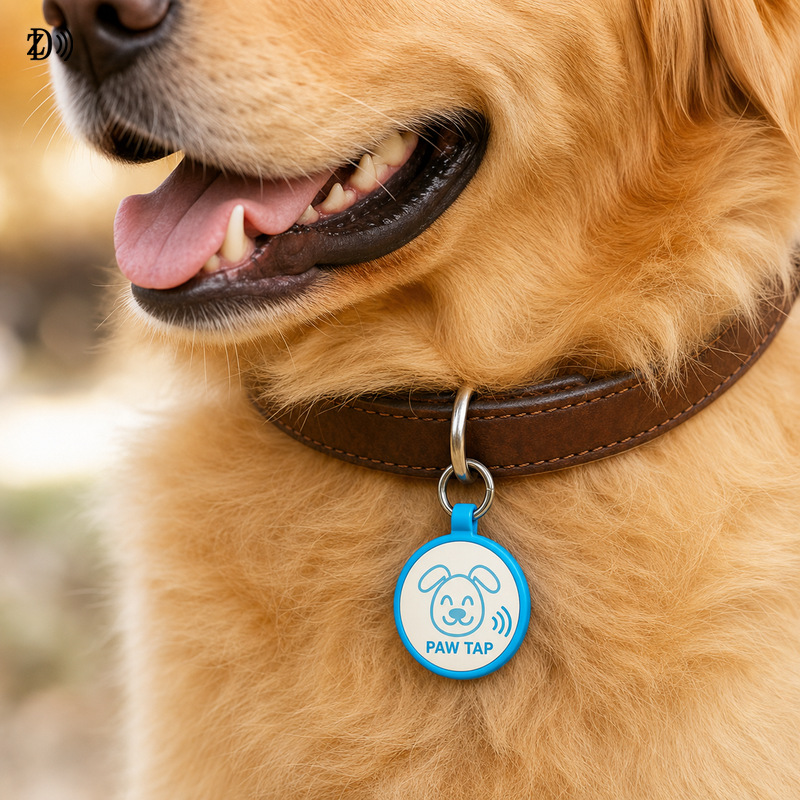 Round NFC Silicone Pet Key Tag – Smart Pet ID Tag with Metal Ring