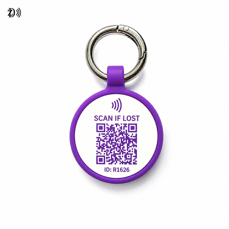 Round NFC Silicone Pet Key Tag – Smart Pet ID Tag with Metal Ring